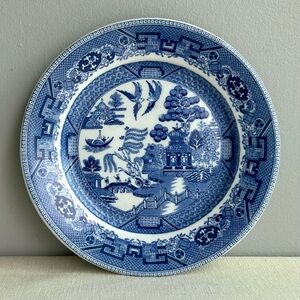 7” BLUE WILLOW vintage transfer ware plate by buffalo china